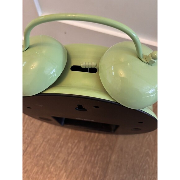 Pottery Barn Sage Green Double Bell Twin Alarm Clock Retro Decor WORKS! - Picture 7 of 7